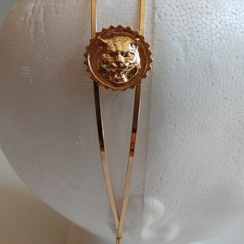 CLASSY Lion Lead Hair Band Gold Tone Metal Double Band BNWOT